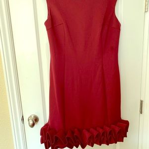 Donna Ricco Sleeveless Scuba Dress with Ruffle Hem